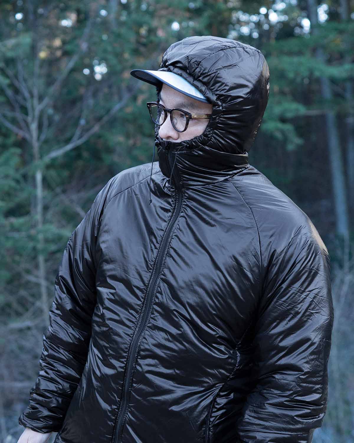 Enlightened Equipment Men's Torrid Jacket（Black）｜着用イメージ