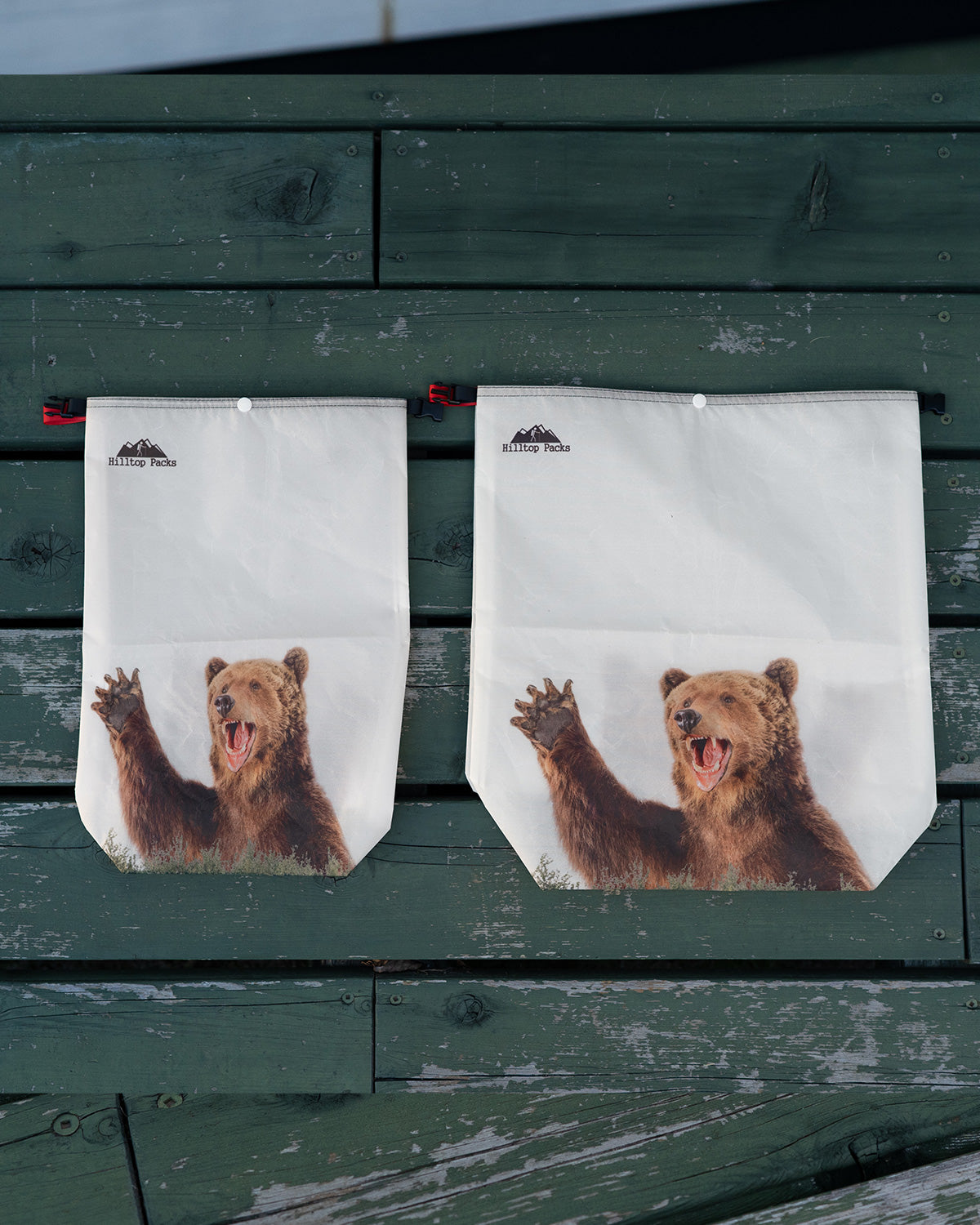 Hilltop Packs Food Bag Fun Print Bear｜Small と Large のサイズ比較画像（Bear Print）