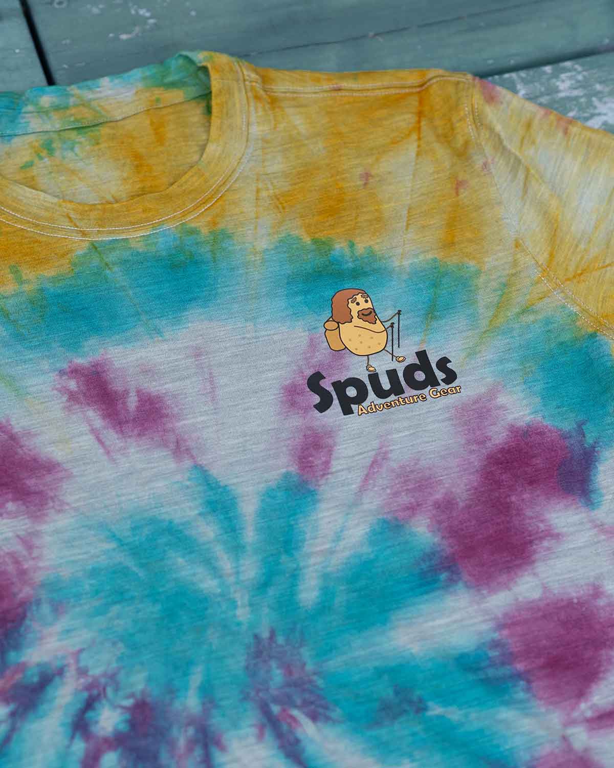 Spuds Adventure Gear Merino Wool Spud Shirt｜タイダイ メリノウールTシャツ｜ロゴプリントのディテール