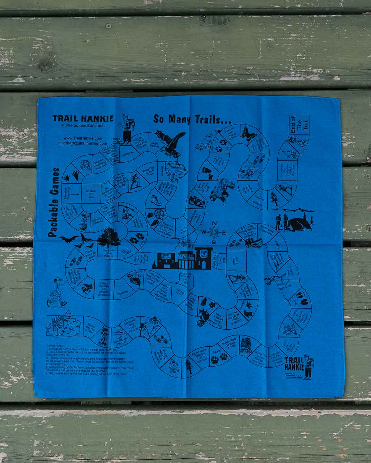 Trail Hankie So Many Trails Game Bandana 製品画像 Turquoise アウトドア用ゲームバンダナ アウトドアアクセサリー