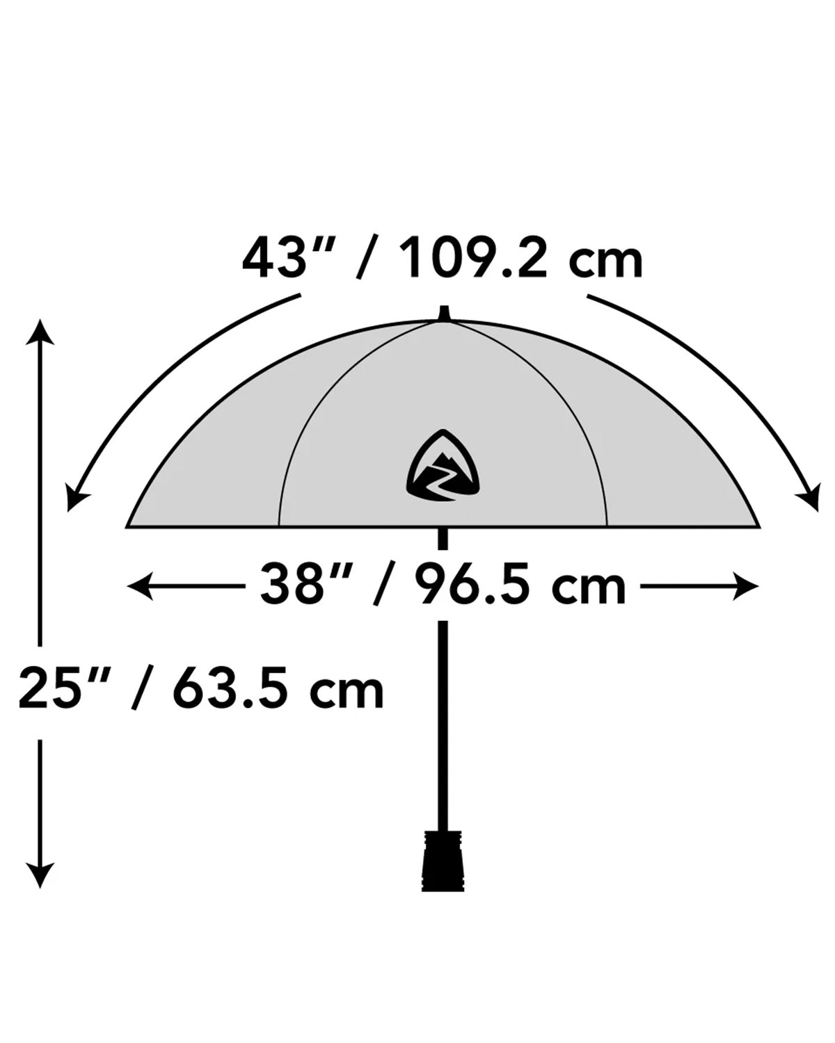 packs Lotus UL Umbrella Ultralight 公式サイズ紹介画像 各部寸法入り 軽量登山用日傘 雨天兼用ULギア